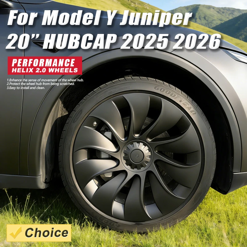 

Комплект из 4-х колпаков для Tesla Model Y Juniper (RWD, 20 дюймов, Helix 2.0), полный комплект колпаков на колеса, 2025-2026 гг., высокопроизводительные сменные аксессуары