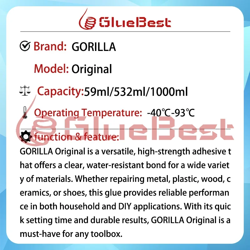 عامل المعالجة الأصلي من GORILLA عامل معالجة متعدد الأغراض لأحذية رياضية خشبية بلاستيكية معدنية ومنتج سيراميك أصلي