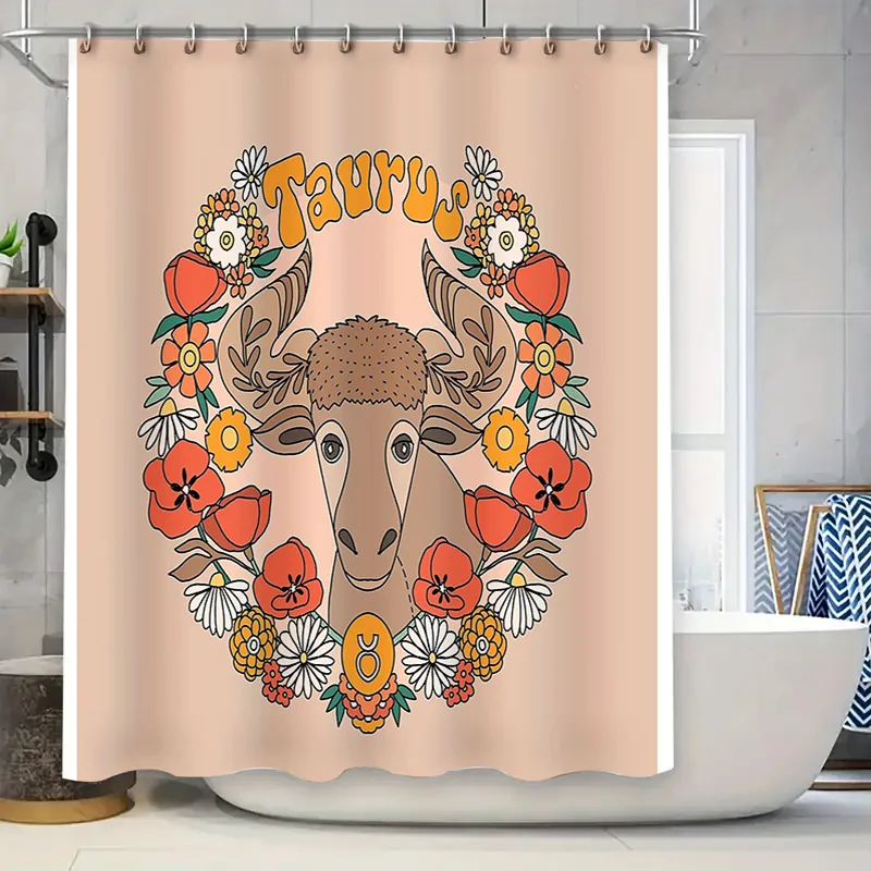 

Занавеска для душа с цветочным принтом коровы, декор для ванной комнаты в деревенском стиле, фон с принтом коровы, настенная подвеска для душа на тему природы