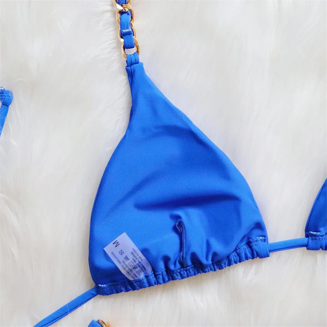 Metallring-Neckholder-Bikini mit Scrunch-Butt-String, Damen-Badeanzug, zweiteiliger Bikini-Set, Badebekleidung, Badeanzug, Schwimmbikini V4391 – Detail 35
