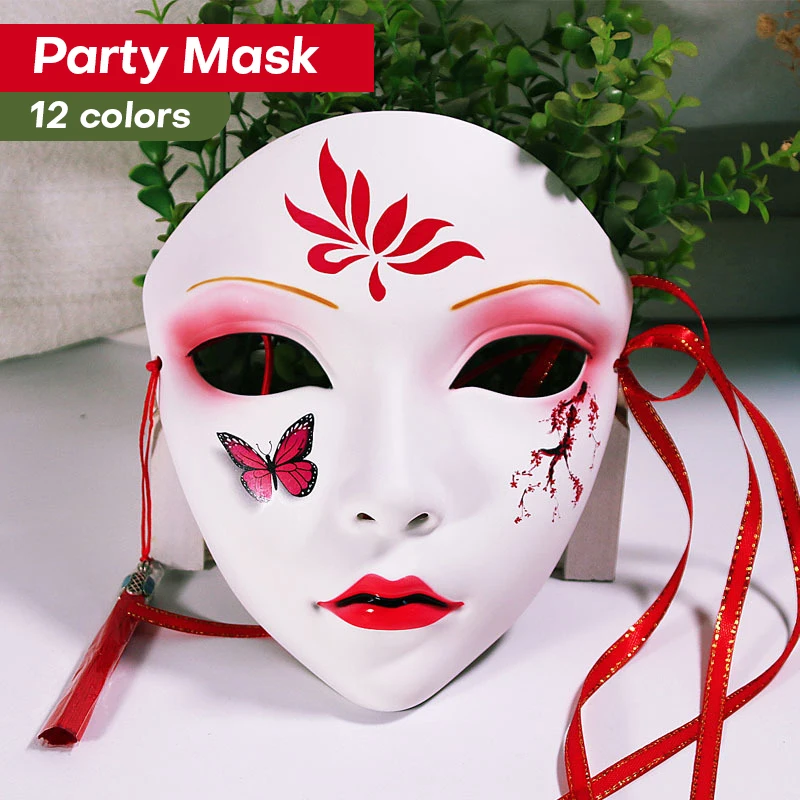 Chinese Style Hand-painted Masks Anime Cosplay Face Mask Hanfu Costume Accessories Carnival Masquerade Halloween Party Decor