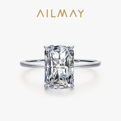 Ailmay Fashion 925 Sterling Silver Classic Rectangle Emerald Cut CZ Rings For Women Fine Luxury Wedding Accessories Jewelry Gift