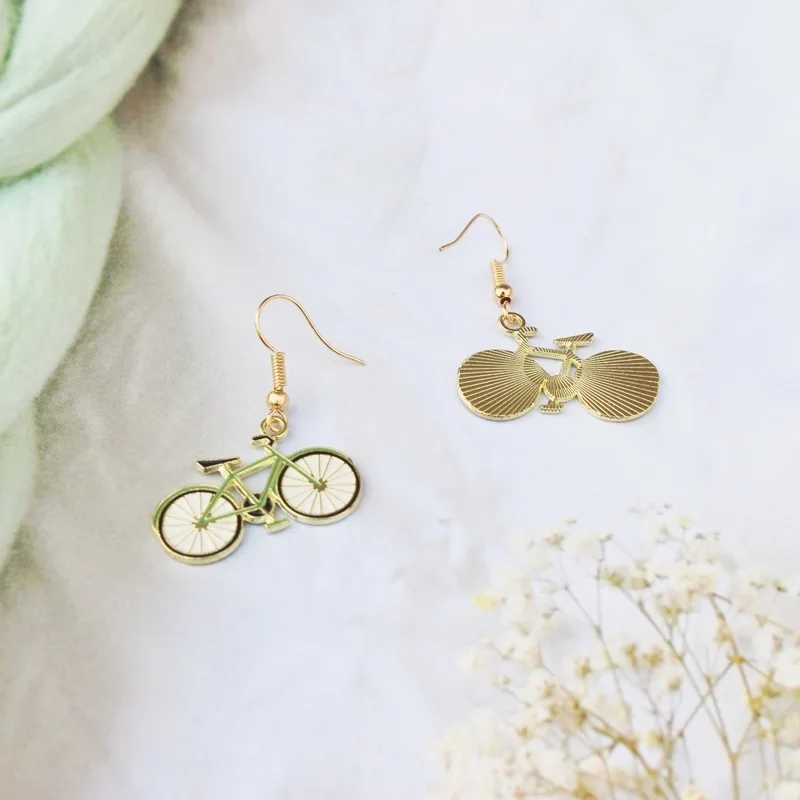 Creative Niche Bicycle Pendant Earrings for Girls New Environmental Protection and Energy Saving Simple Personality Earrings