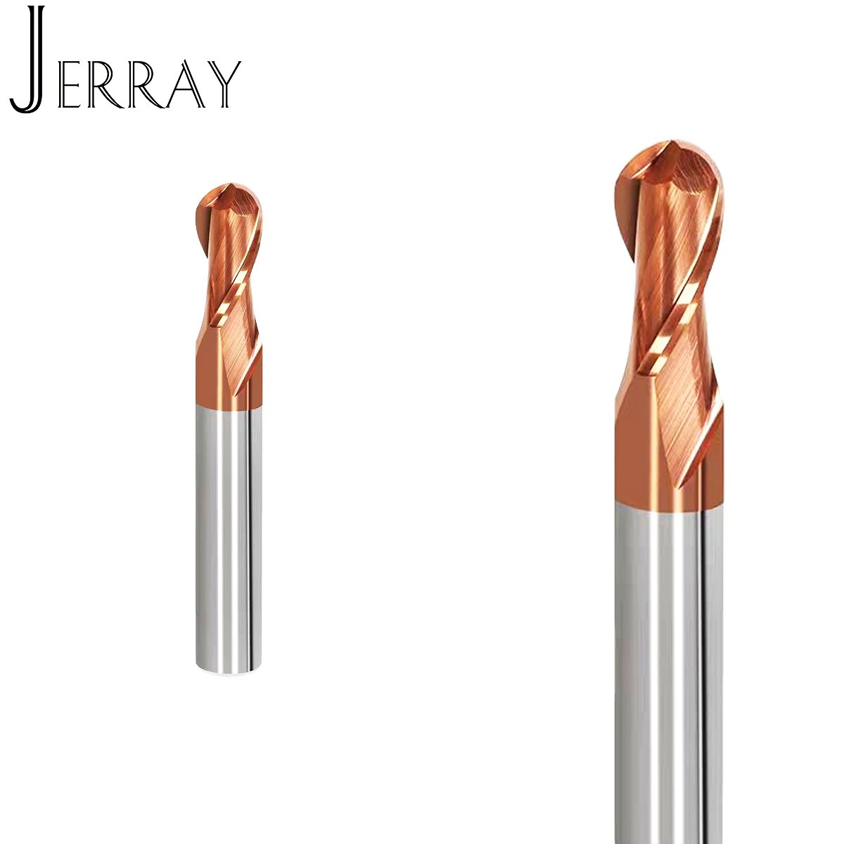 JERRAY HRC45 2Flutes D4 6 8mm Tungsten Carbide Ball nose End Mills Spiral Bits cnc Router Bits CNC milling cutter