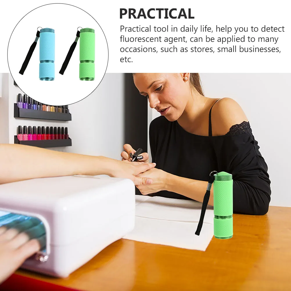 

2pcs Fluorescent Detection Lamp Mask Nail Art Led Flashlight For Testing Facial Mask Identification Currency