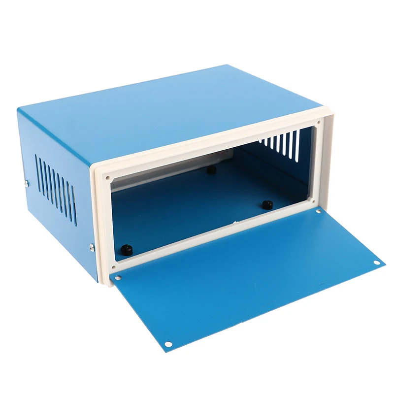 Caja de conexiones azul para proyectos electrónicos, caja de Metal rectangular, caja de energía de prevención DIY, resistente a la corrosión, duradera