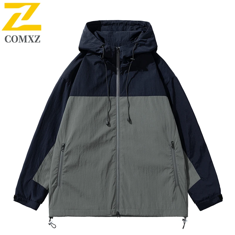 

Men's Casual Jacket Spring Autumn New Color Blocked Windproof Waterproof Breathable Hooded Jacket Outdoor Camping Hiking Jacket