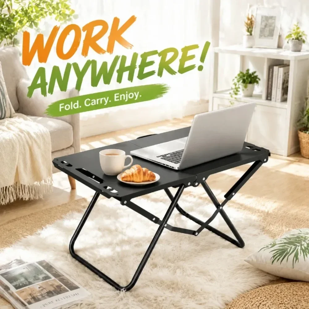 Folding Camping Table Tripod Base Dining Table with Storage Net and Bag Picnic Desk Ideal for Outdoor Activities