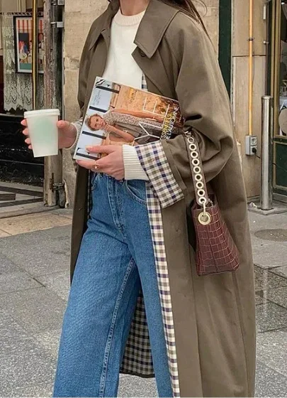 2025 nuevas mujeres caqui muesca solapa gabardina larga doble botonadura suelta viaje elegante prendas de vestir exteriores opciones multicolores