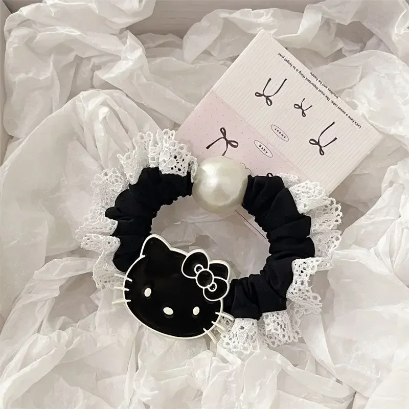 Sanrio HelloKitty  Hairstring Hair Clip Anime Cartoon Cute Fashion Elastic Hair Ringe Ponytail Holder Hair Accessory Kawaii Gift