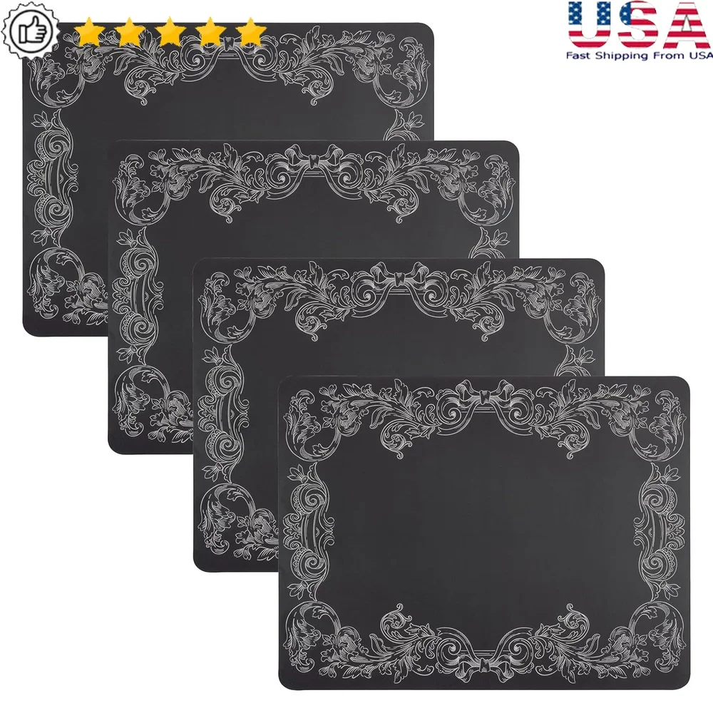 

15 Inch Cork Placemat Set of 4 Elegant Charger Plates Vintage Floral Design Durable Table Decor Easy Clean Dining Accessories