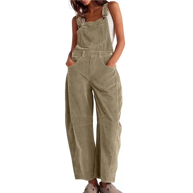 

Женские вельветовые комбинезоны ABRT с широкими штанинами, регулируемым поясом и карманами