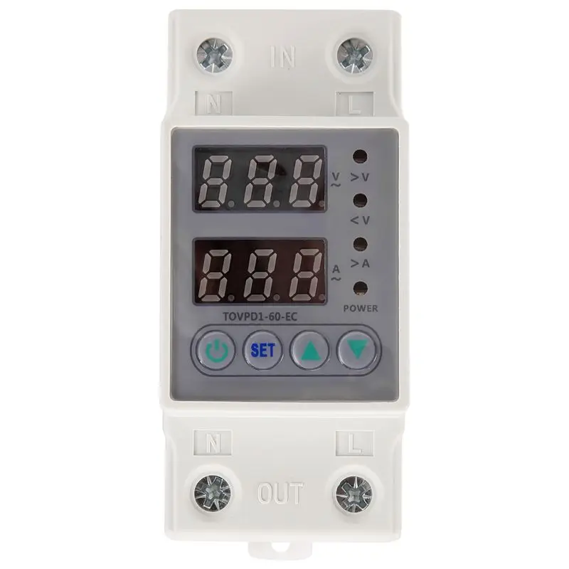 A15F-Din Rail Dual Display Adjustable Over Voltage Current And Under Voltage Protective Device Protector Relay 220V 230V
