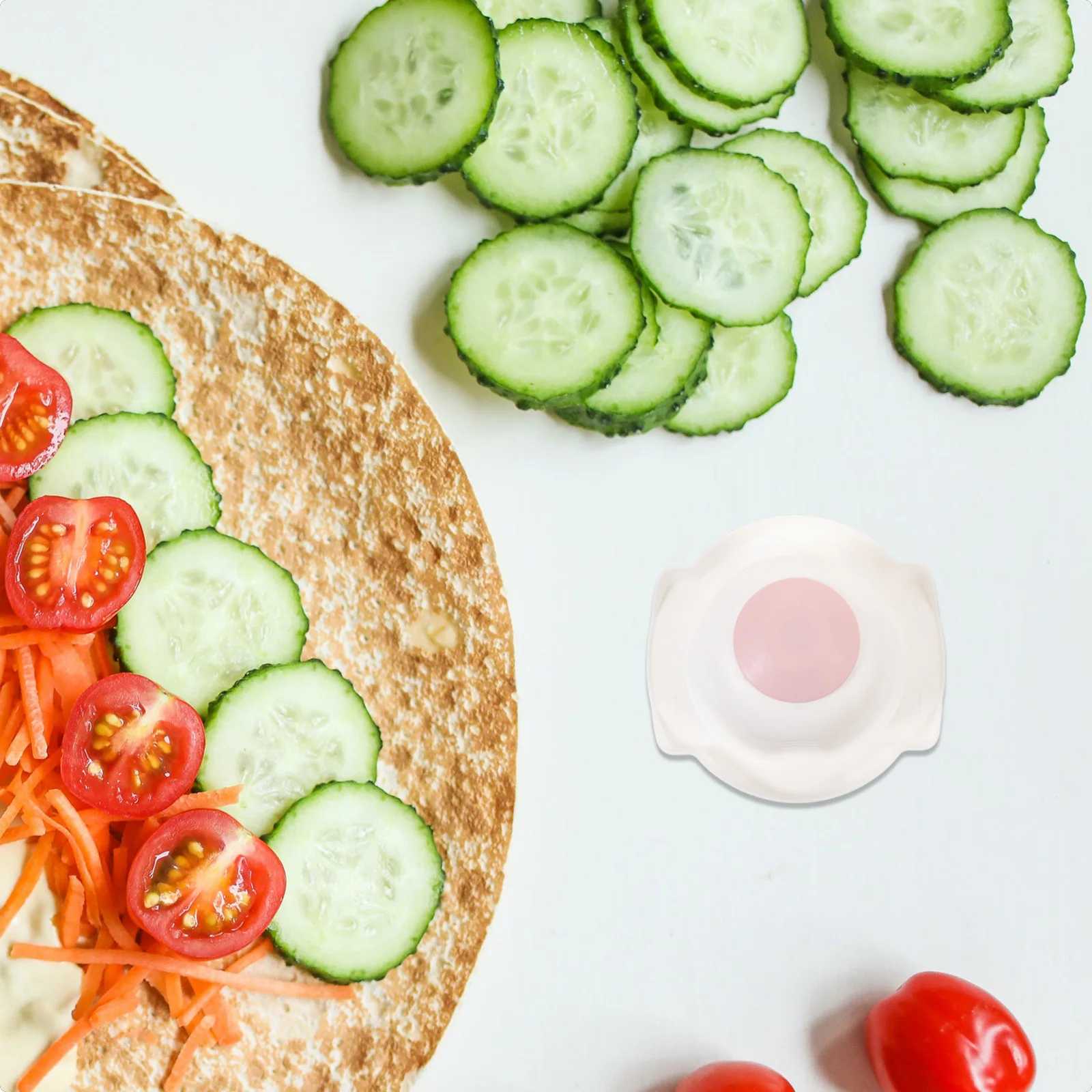 

1pc Vegetable Slicer Safety Holder Pink White Multi-Functional Food Slicer Guard Sturdy Hand Protector For Fruit Cheese