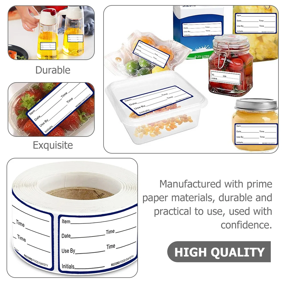 2롤 쓰기 가능한 식품 날짜 스티커 라벨 냉장고 냉동고용 식품 보관 접착 라벨 날짜 추적용 쓰기 가능한 스티커