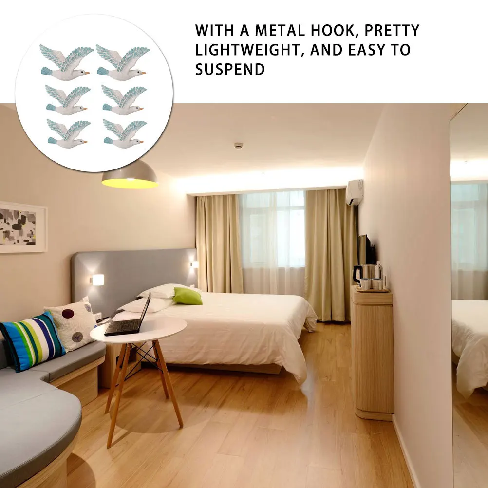 

6Pcs Mediterranean Style Wall Hanging Decoration Seagulls Resin Ornaments Lightweight Creative Home Office Wall Bar