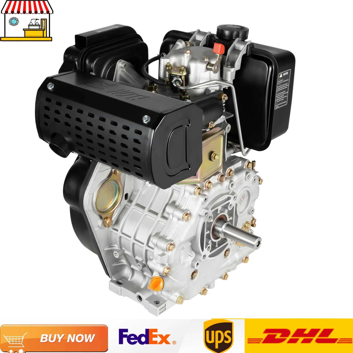 Motor diesel 10hp 418cc |   Motor diesel refrigerado a ar forçado vertical de 4 tempos monocilíndrico |   Preto