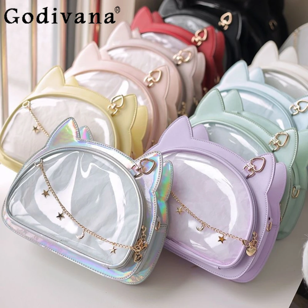 

Sweet Cute Transparent Versatile Fashionable Itabag Shoulder Crossbody Bag Japanese Kawaii Handbag