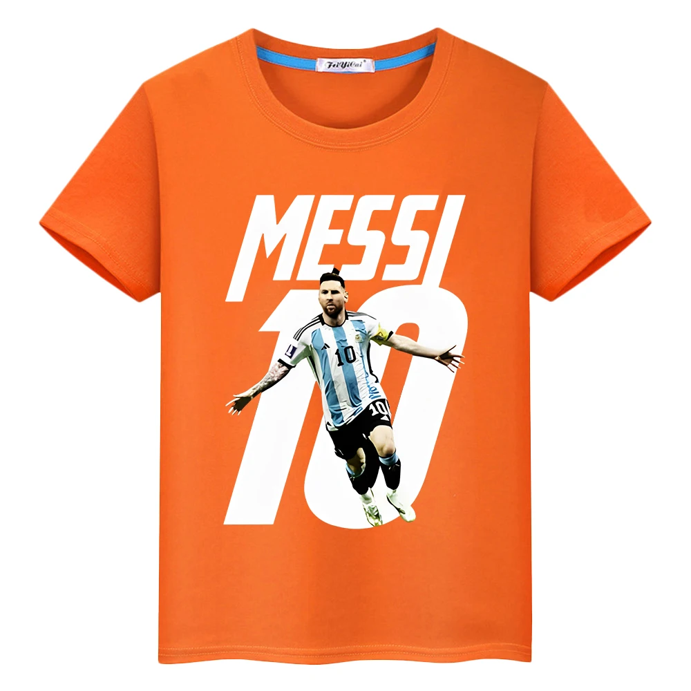 Fußball Messi Avatar gedruckt 100% Baumwolle T-Shirt lässig kurze Jungen süße Tops Kawaii Anime T-Shirts y2k ein Stück Kinder Kleidung Mädchen