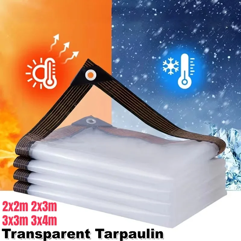 Clear PVC Waterproof Tarpaulin UV Resistant Rainproof Outdoor Rain Cover Protective Sheet for Garden Patio Plants Outdoor Tarp