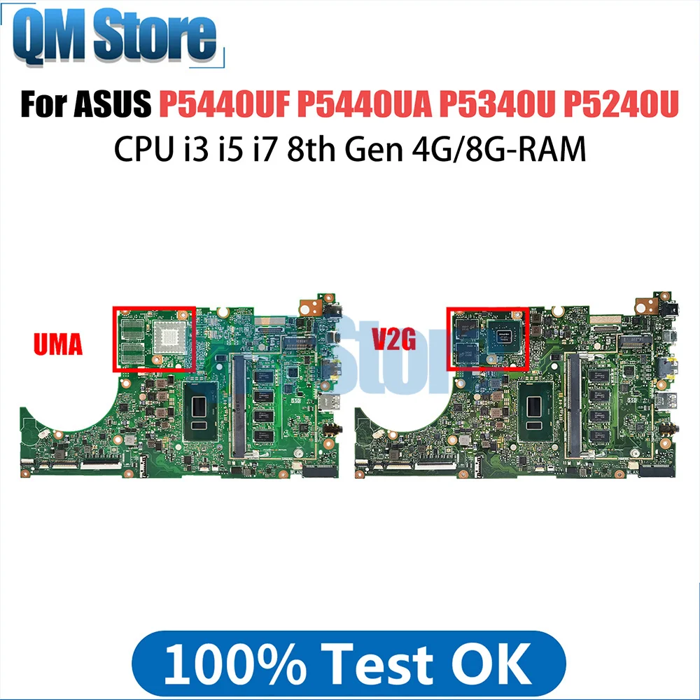 

P5440UF Laptop Motherboard For ASUS ExpertBook P5440UA P5340UF P5340UA P5240UF P5240UA P5440U i3 i5 i7 8th 4G-8G-RAM V2G