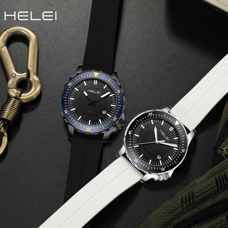 HELEI-reloj de cuarzo para hombre, cronógrafo de pulsera resistente al agua con movimiento de la serie jazz, personalidad simple, nuevo, 2024
