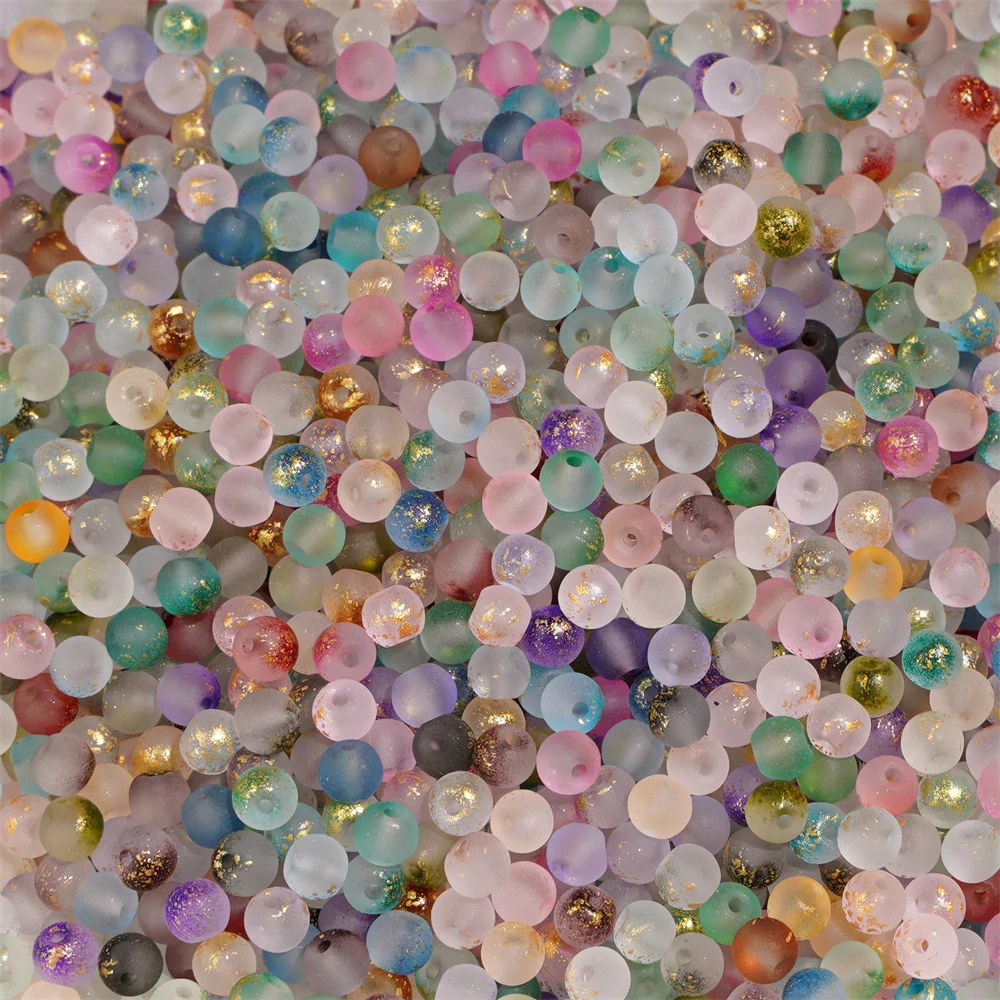 100/200/500Pcs 4mm Frosted Gold Splattered Glass Rice Beads Loose Beads for Handmade Jewelry DIY Bracelet Necklace Material