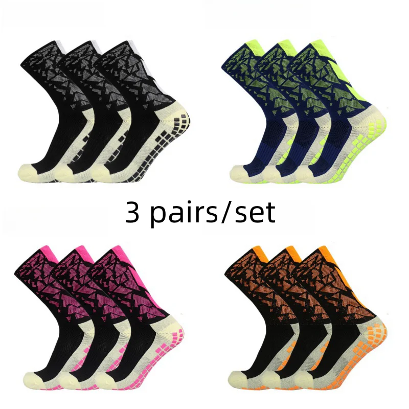 

3 Pairs Pro Sport Men Women Camouflage Knee-High Soccer Socks Breathable Basketball Silicone Anti Slip Grip Boy Football Sock