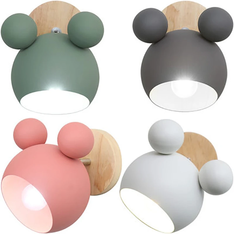 Nordic Mickey Lampada Da Parete Salotto Camera Da Letto Applique Da Parete Studio Applique Murale Apparecchio Semplice e Camera dei bambini Belli