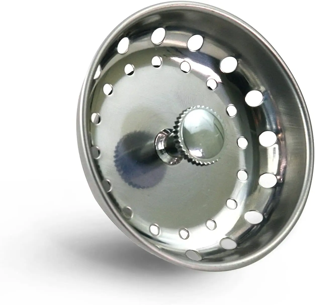 

3.25 Inch Kitchen Sink Basket Strainer Replacement, Chrome Plated Stainless Steel with Rubber Stopper for Standard Drains