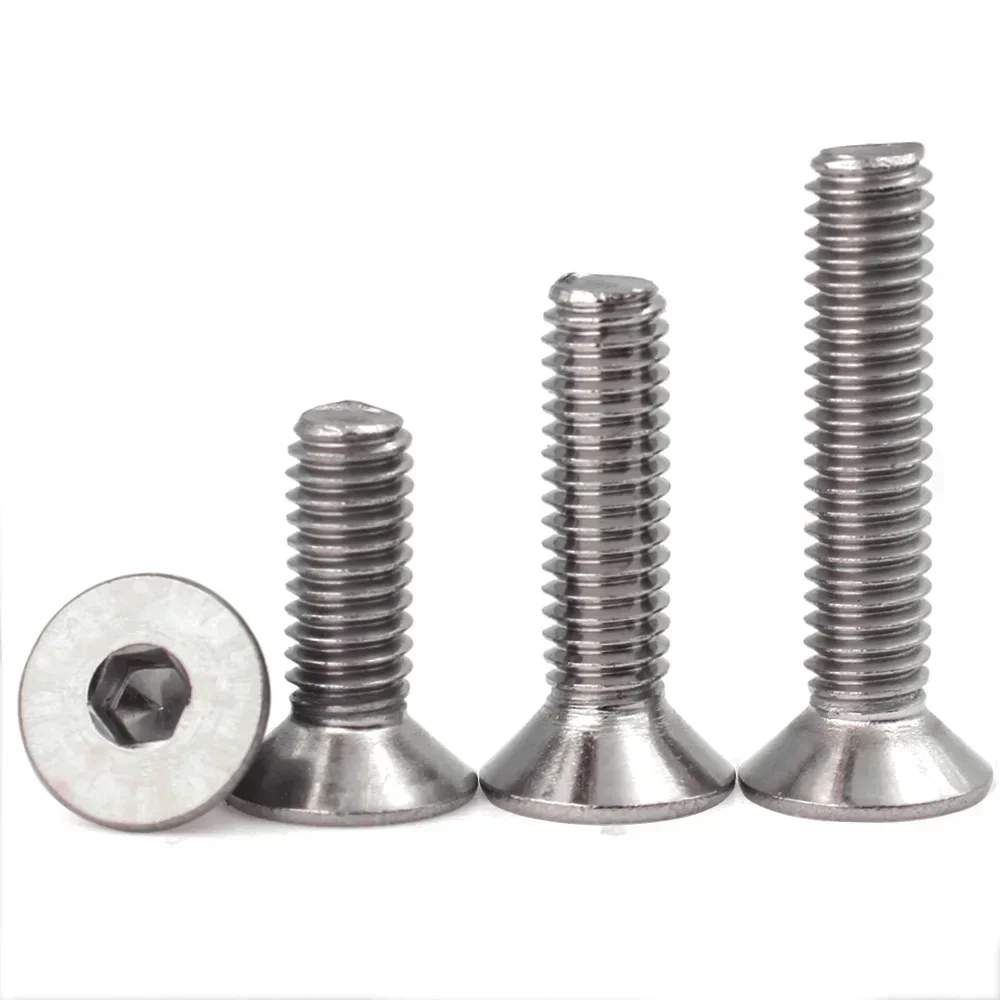 5/10/50pcs M1.6 M2 M2.5 M3 M4 M5 M6 M8 304 A2 Stainless Steel Hex Hexagon Socket Flat Countersunk Allen Bolt Screw Din7991