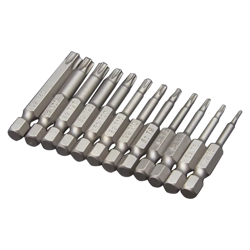 12Pieces Torx Head Screwdriver Bit Set 1/4inch Shank Steel Security Screwdriver Tool Screwdriver Bit