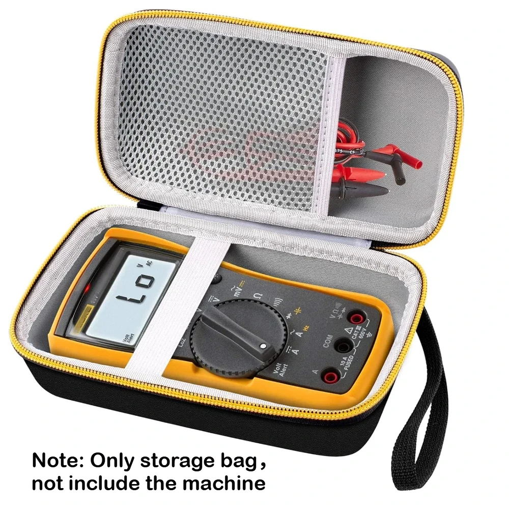 Storage Bag for Fluke 117 115 116 101 107 Digital Multimeter - with Handle, Mesh Pocket for Test Leads & Accessories (Bag Only)