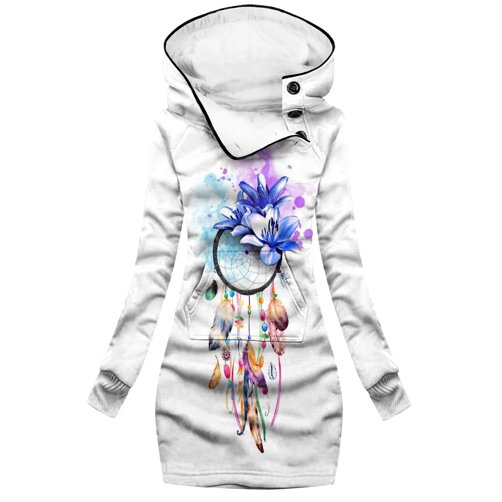 

Dream Catcher 3D Printed Hoodie Dress Novelty Hoodies Women Casual Long Sleeve Hooded Pullover Tracksuit