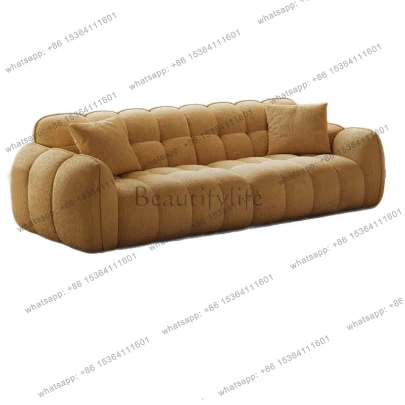 Backrest pumpkin sofa French retro straight row fabric sofa bed custom flannel