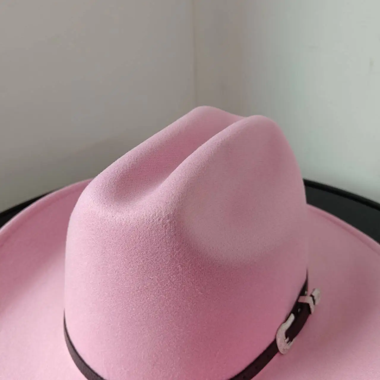 Pink Vintage Unisex Vintage Wide brim fedora hat Cowboy hat cowboy girl western hat with tassel woven fedora hat with size 58-59