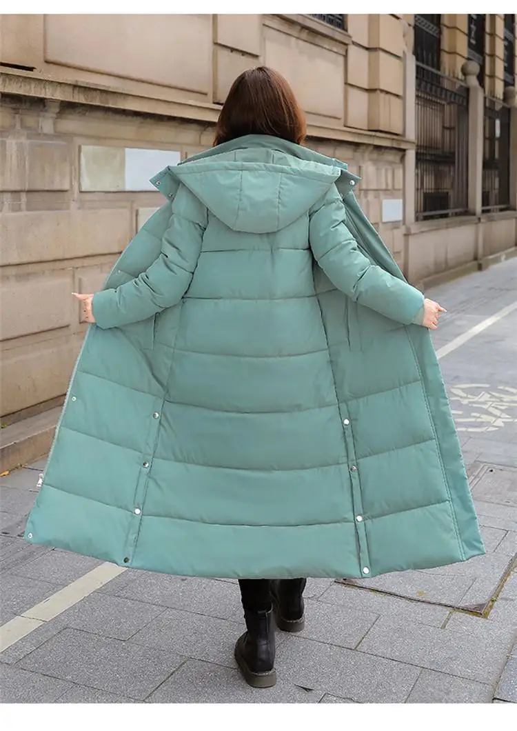 New Female Down Cotton Coat Loose Hooded Parka Overcoat Long Winter Jacket Women Clothes Warm Padded Jackets Oversized Outerwear
