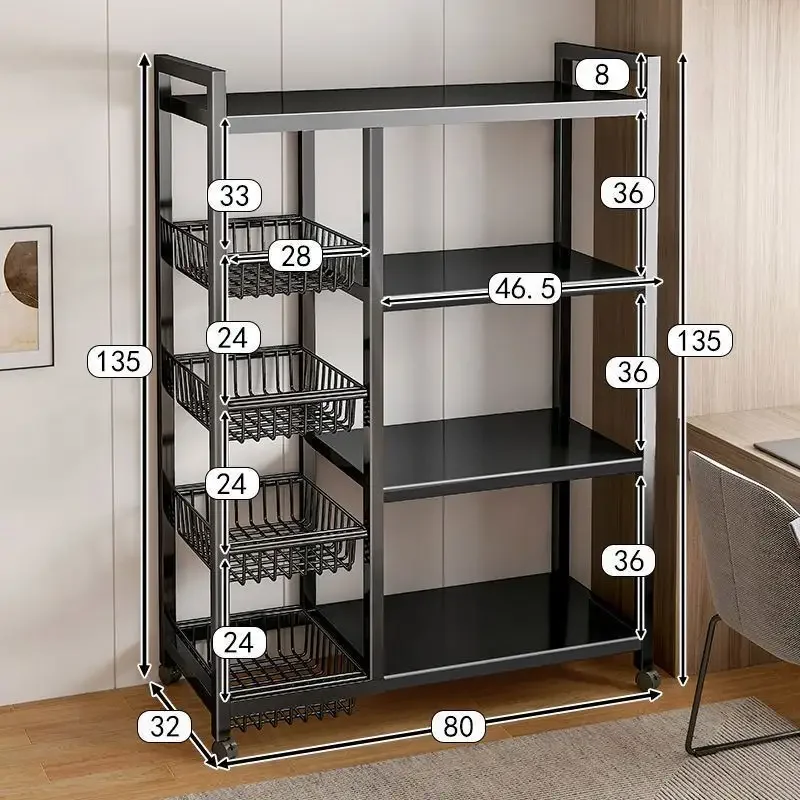 Steel Eco Friendly Modern Kitchen Storage Shelf Powder Coated Finish Black White Accessory Tool Storage Tableware Frying Pan 4