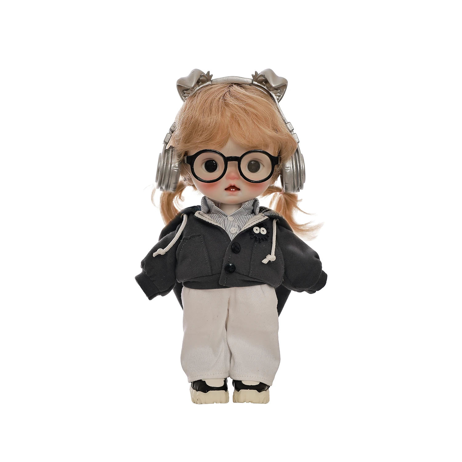 Thessa boneka Bjd 1/6 kepala besar anak kecil lucu dua gunting Resin Earphone rumah rekreasi bersendi boneka tokoh Anime