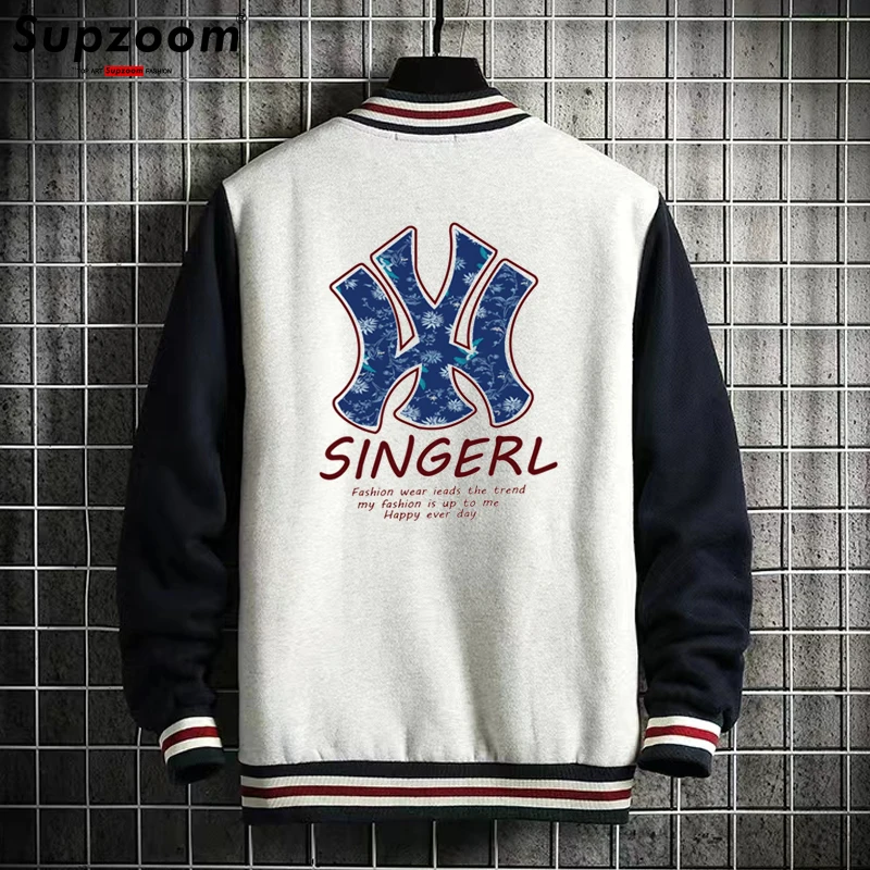 

Supzoom New Arrival Fashion Fleece Casual Baseball Uniform Cotton Spliced Regular Rib Sleeve Brand Clothing Bomber Jacket Men