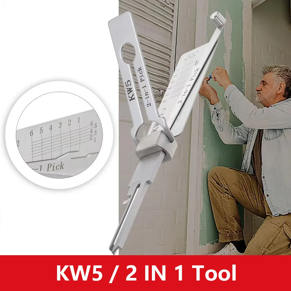KW5 2-in-1 Schlosserwerkzeug-Set für Haustüren und Zivilschlösser, Edelstahl-Schlossöffner-Set und Schlüsselleser-Decoder – Detail 1