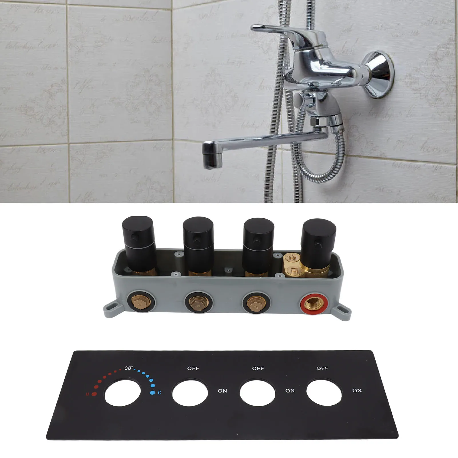 

Shower Diverter Valve Concealed Thermostatic Mixer Brass 3 Way Valve Kit with 4 Round Knobs Diverter Valve Shower Diverter Valve