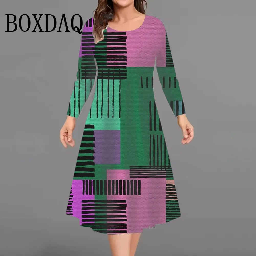 Vestidos Rayas Geométricas Talla Grande - alternate angle