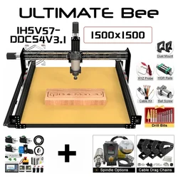 3D Ultimate Bee CNCコンプリートキット,完全な黒のマシン,1500x1500,木製ルーター用IHSV57-180W付きddcs4v3.1,20% 削減