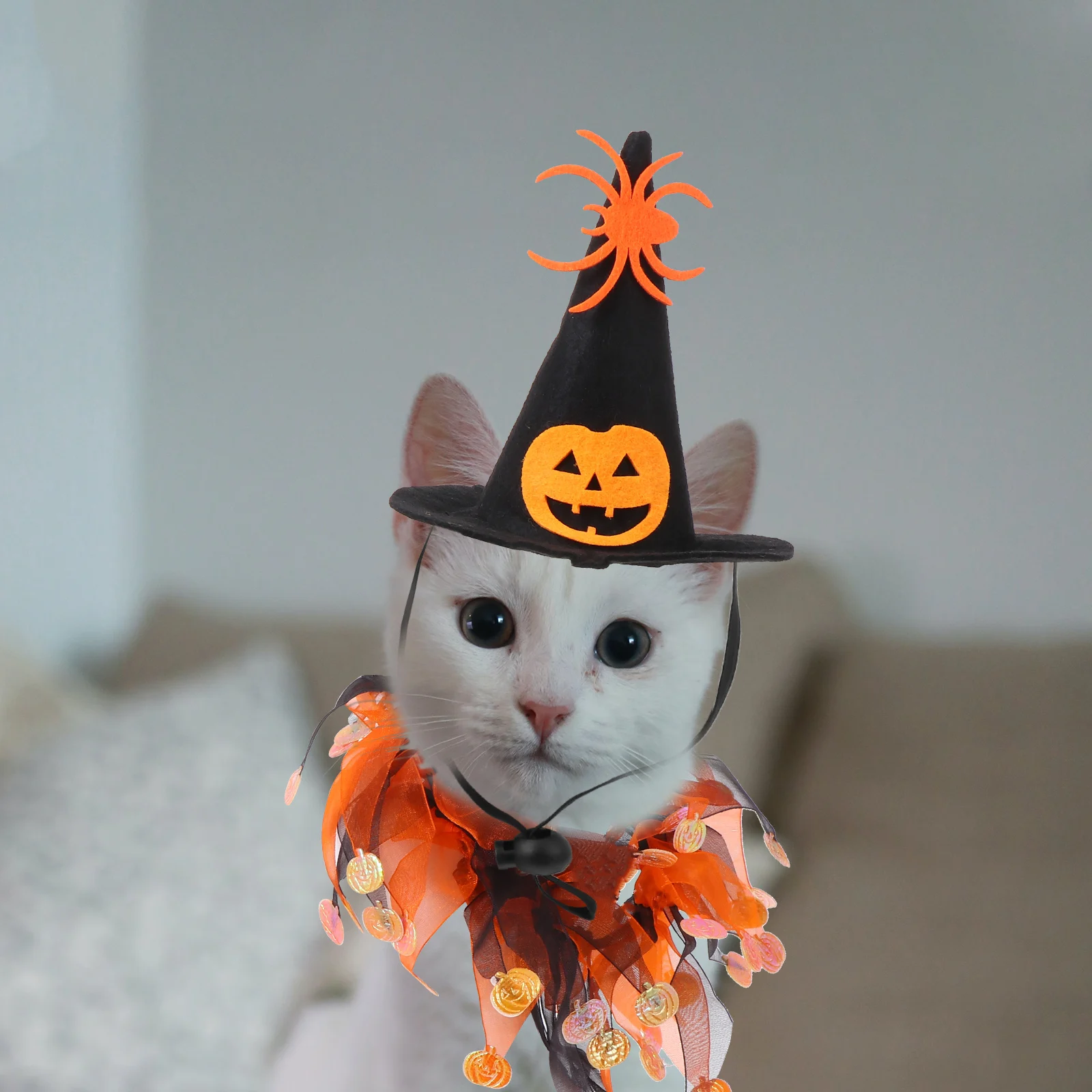

Decorative Cat Neckerchief Halloween Costumes Black Cloth Adjustable Reusable Pet Headdress Role Play Accessories for Cats Dogs