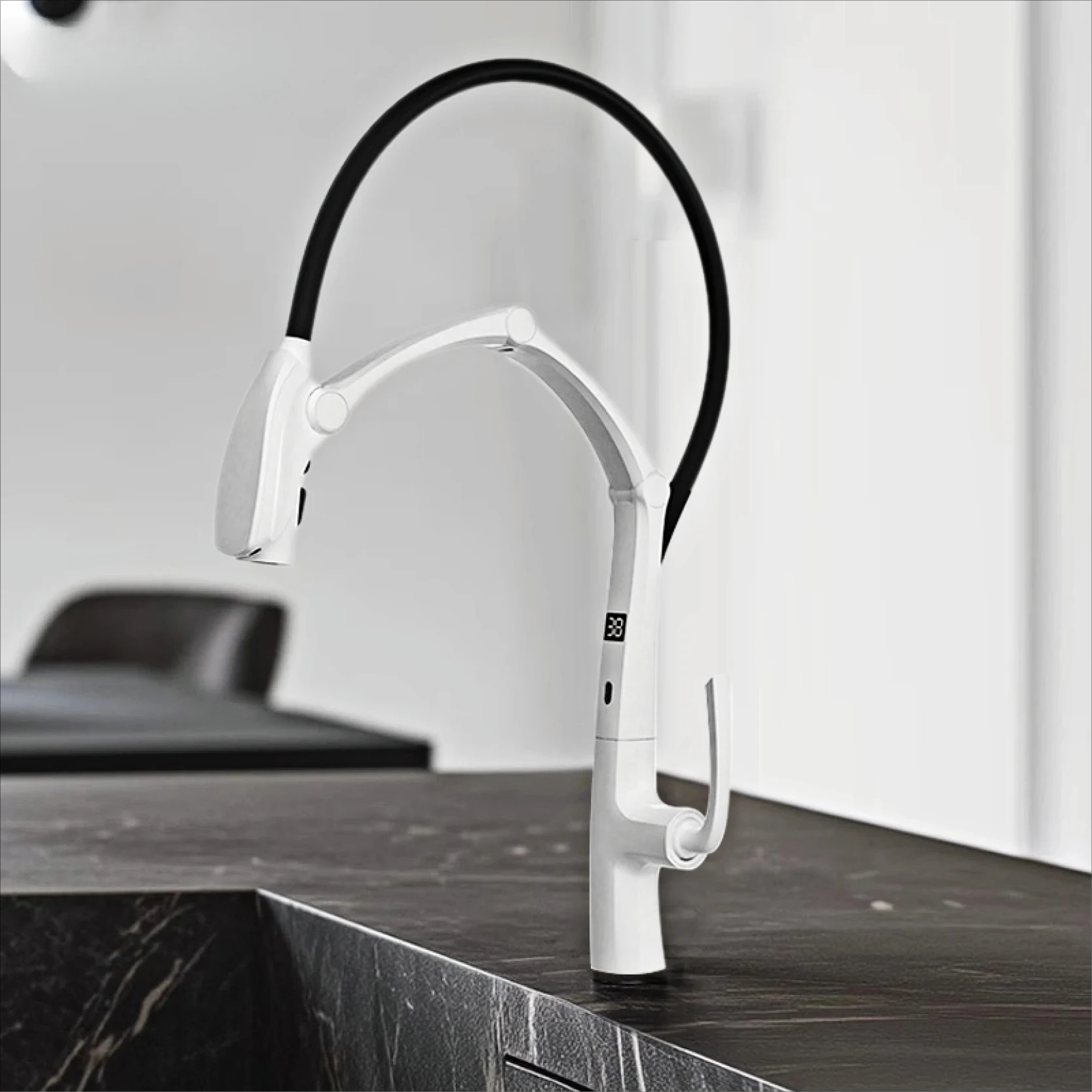 

Роскошный кухонный смеситель из бронзы и латуни со светодиодным дисплеем, датчиком и выдвижным 3-функциональным спреем, бесконтактный водосберегающий кран высокого давления