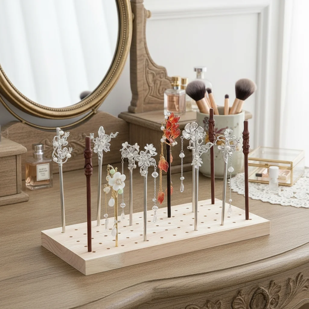 

54/65 Slots Hairpins Wooden Insert Board for Women DIY Storage Board Hairpin Storage Rack Base Hairpin Display Stand