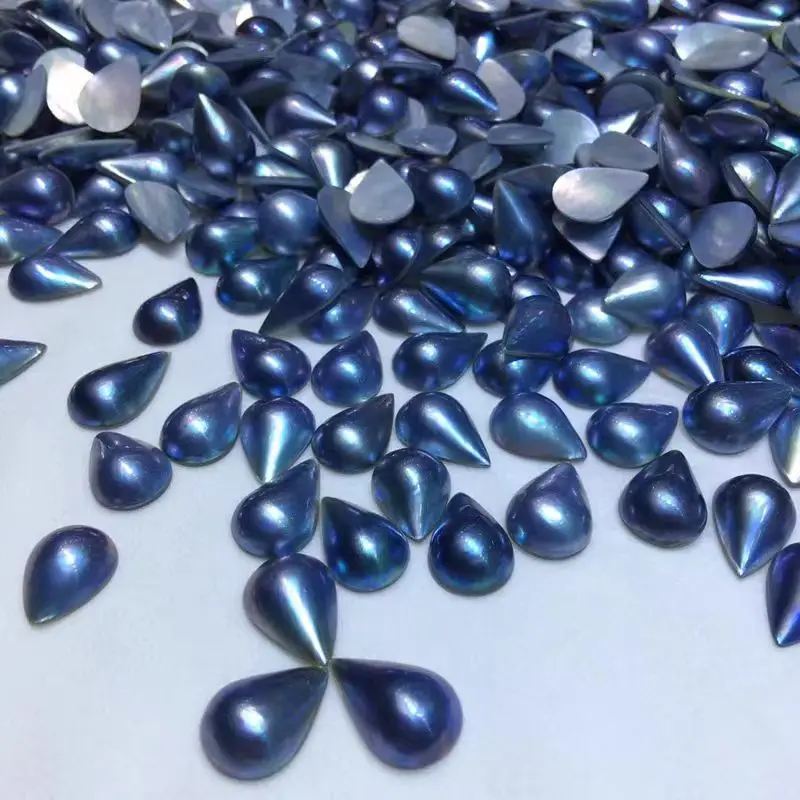 

1piece sea MABE Pearl drop blue 13-18mm loose beads nature wholesale no hole pendant FPPJ