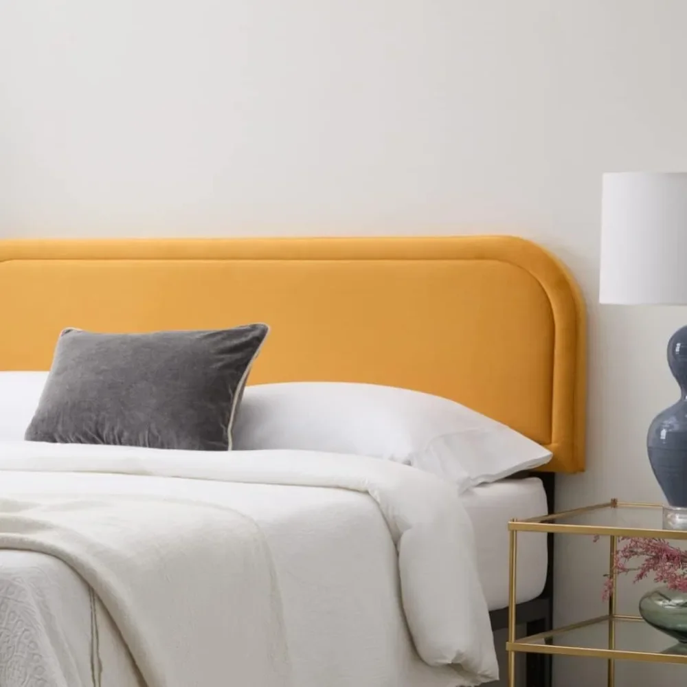 Bed Heads Miller Low Profile Beds and Furniture Performance Velvet Headboard for King Size Bed-Yellow Upholstered King Headboard