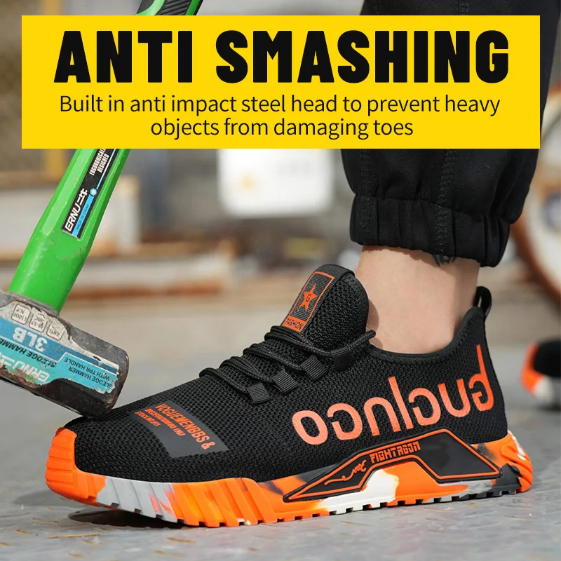 Indestructible Men Work Safety Shoes Steel Toe Work Sneakers Lightweight Anti-piercing Work Boots Industrial Construction Boots